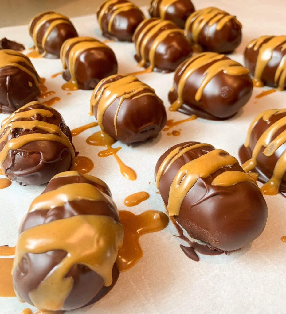 Chocolate Peanut Butter Eggs with Peanut Butter Drizzle