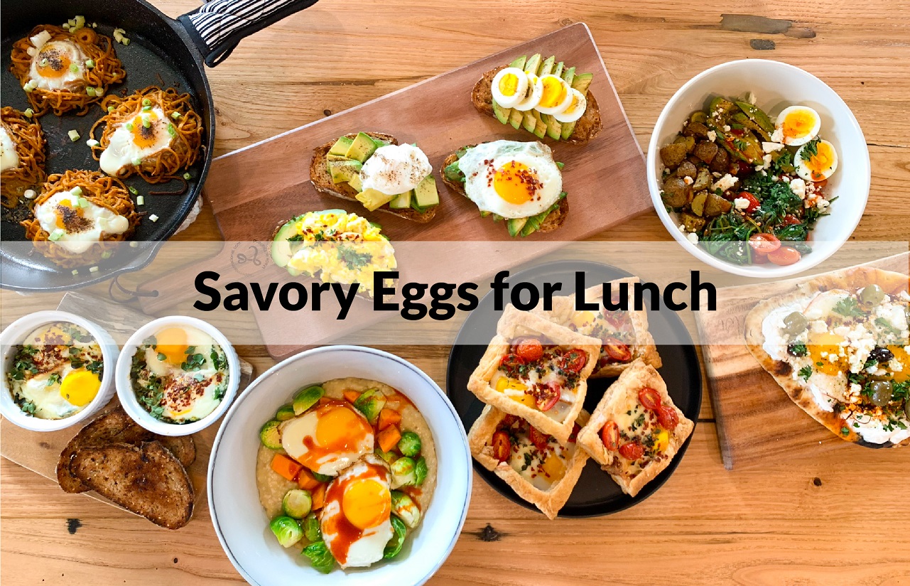 spread of egg dishes on a table