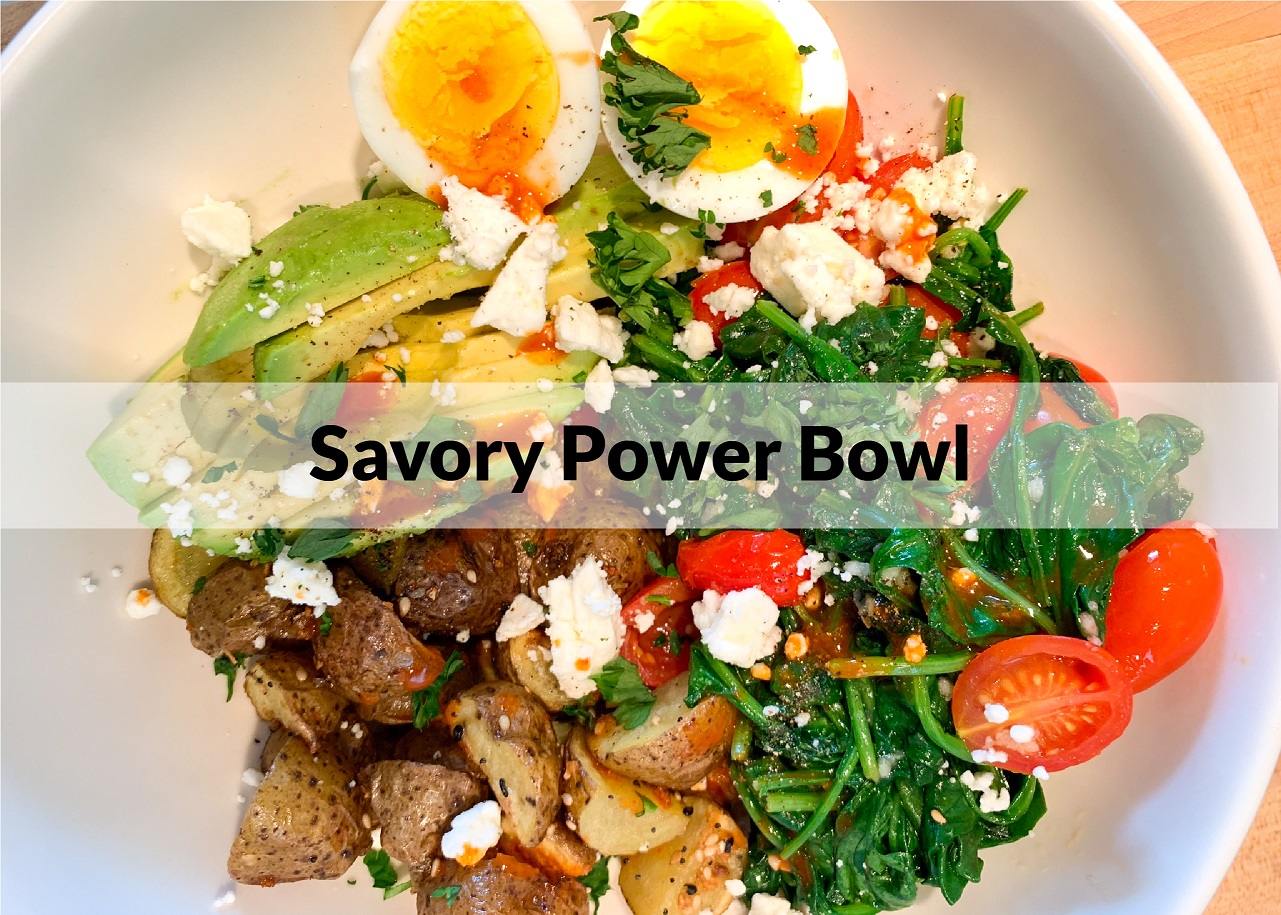 power bowl with vegetables and eggs