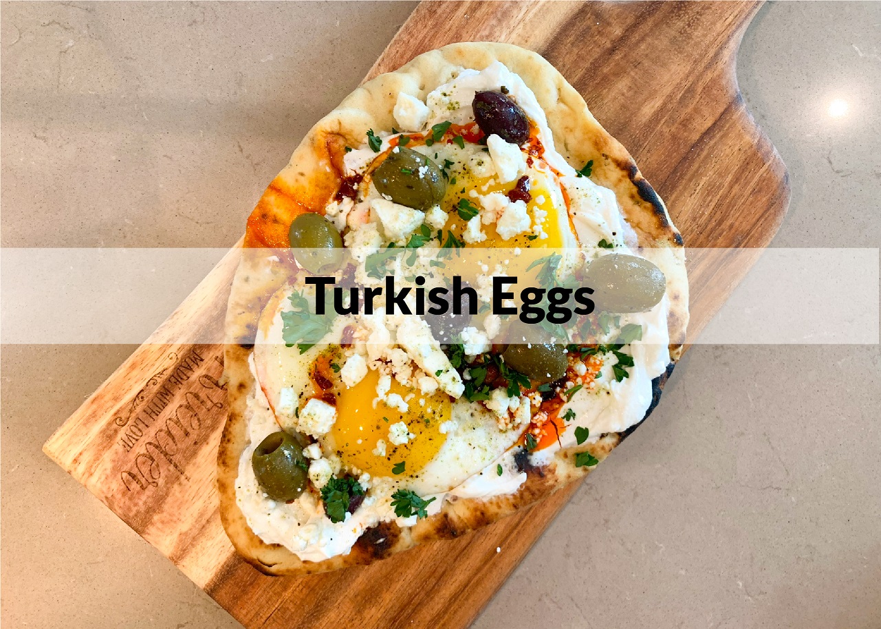 turkish eggs served on pita bread