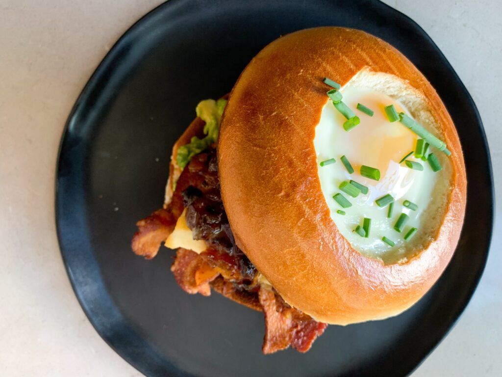 egg-in-the-hole bagel breakfast sandwich